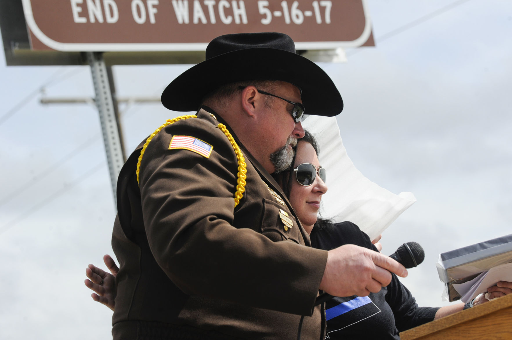 Broadwater County Sheriff Wynn Meehan hugs